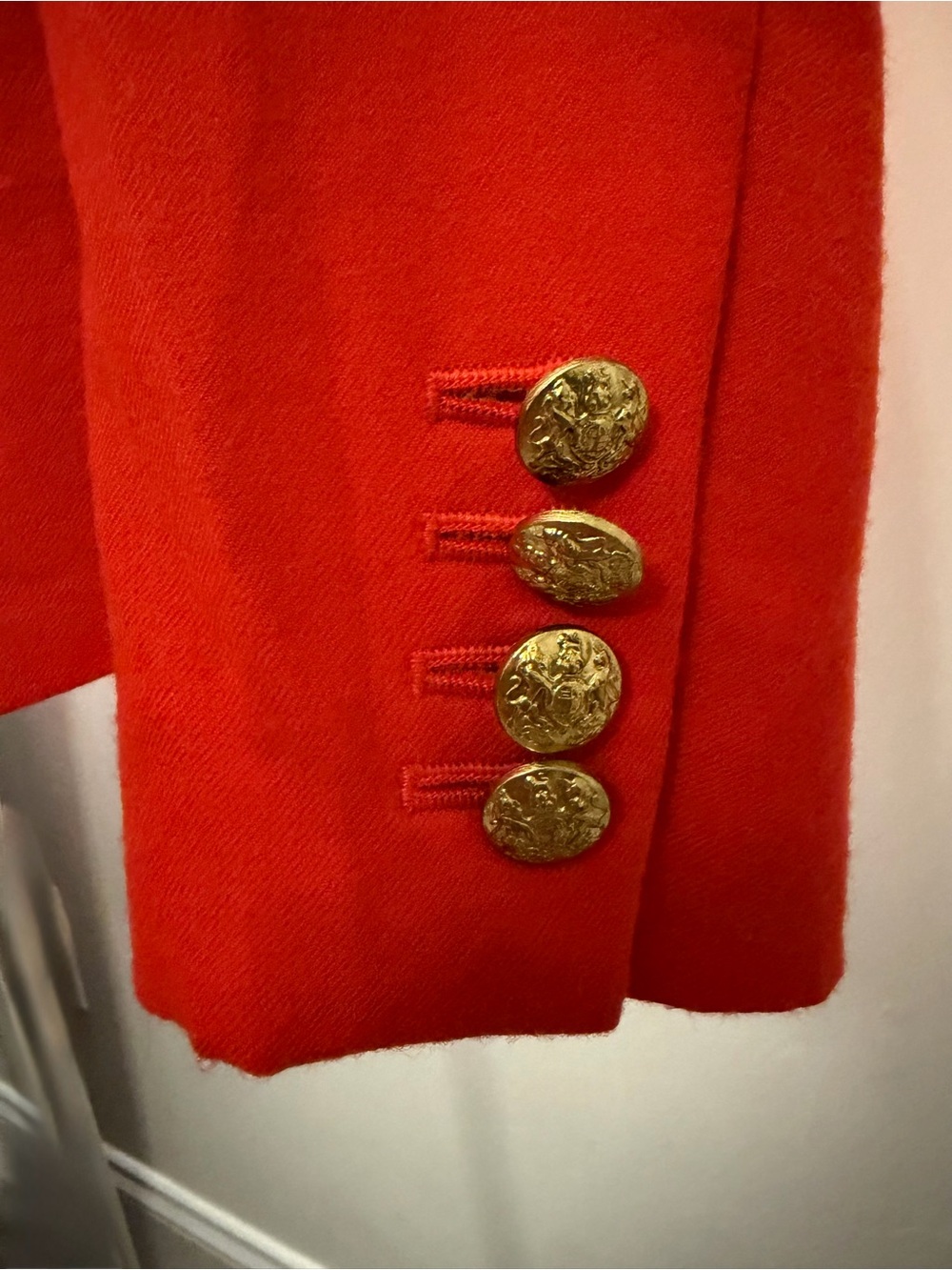 J. Crew Vibrant Red Tailored Blazer with Gold Buttons - Picture 5 of 6